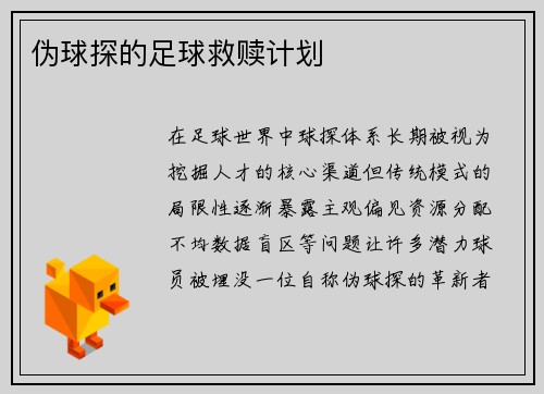 伪球探的足球救赎计划